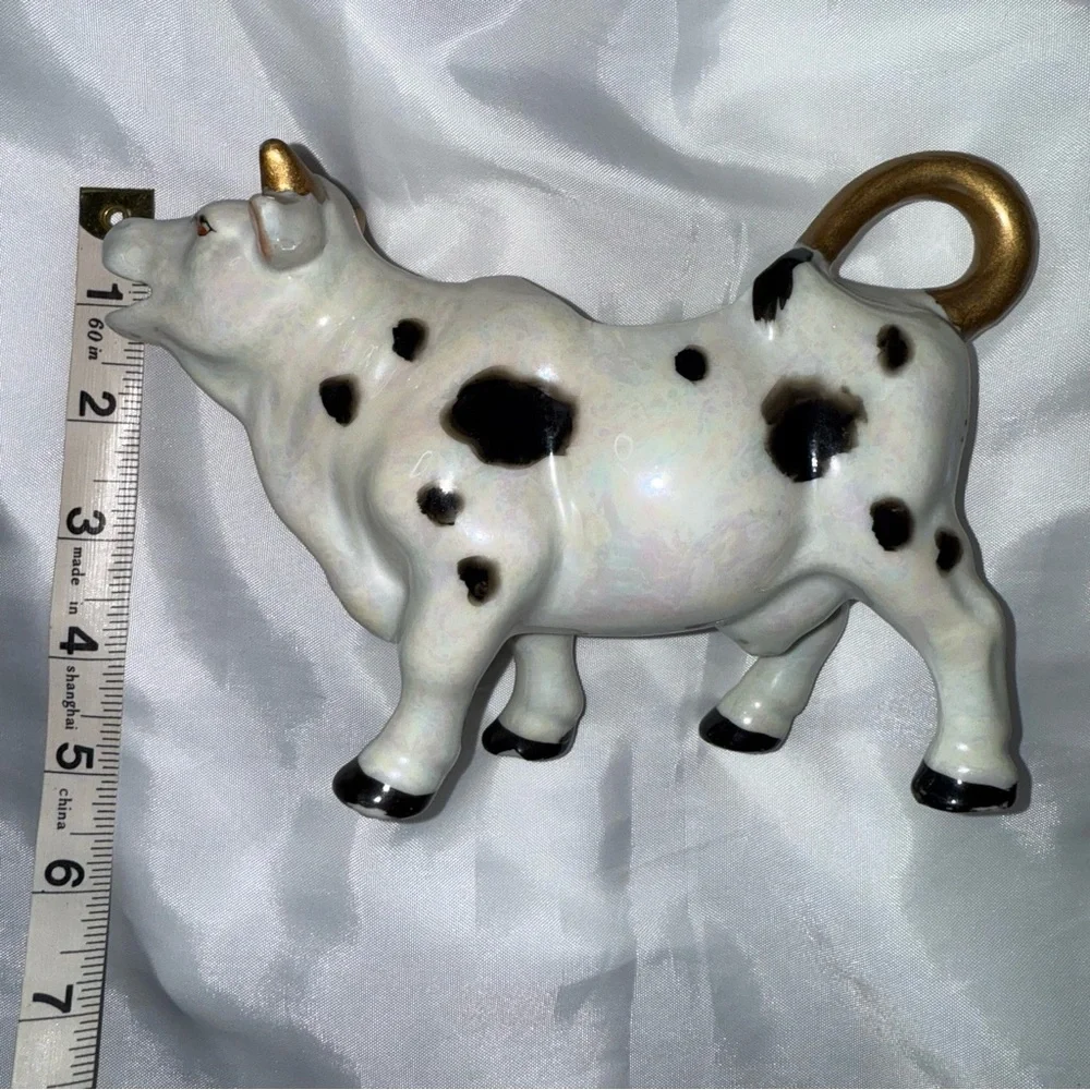 Rare Vintage Porcelain‎ Cow Creamer Hand Painted Gold Accents Cow Lovers Gift